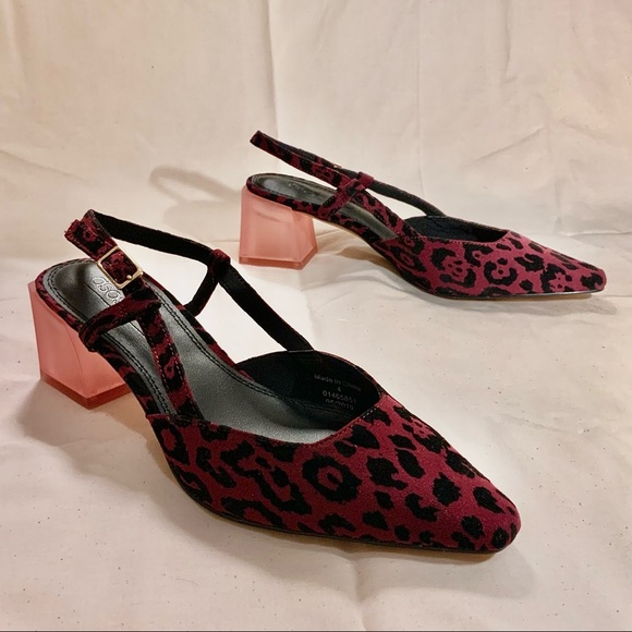 Slingback Leopard Sandals w/ Pink Lucite Heel - Picture 1 of 4